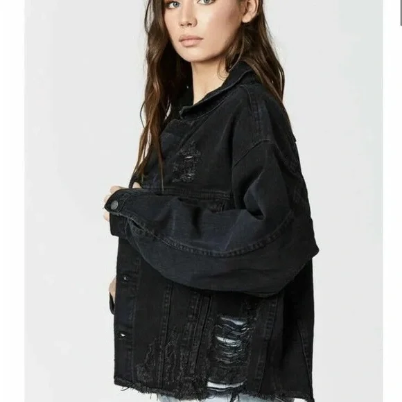 Black Denim Ripped Jacket. - Picture 5 of 5